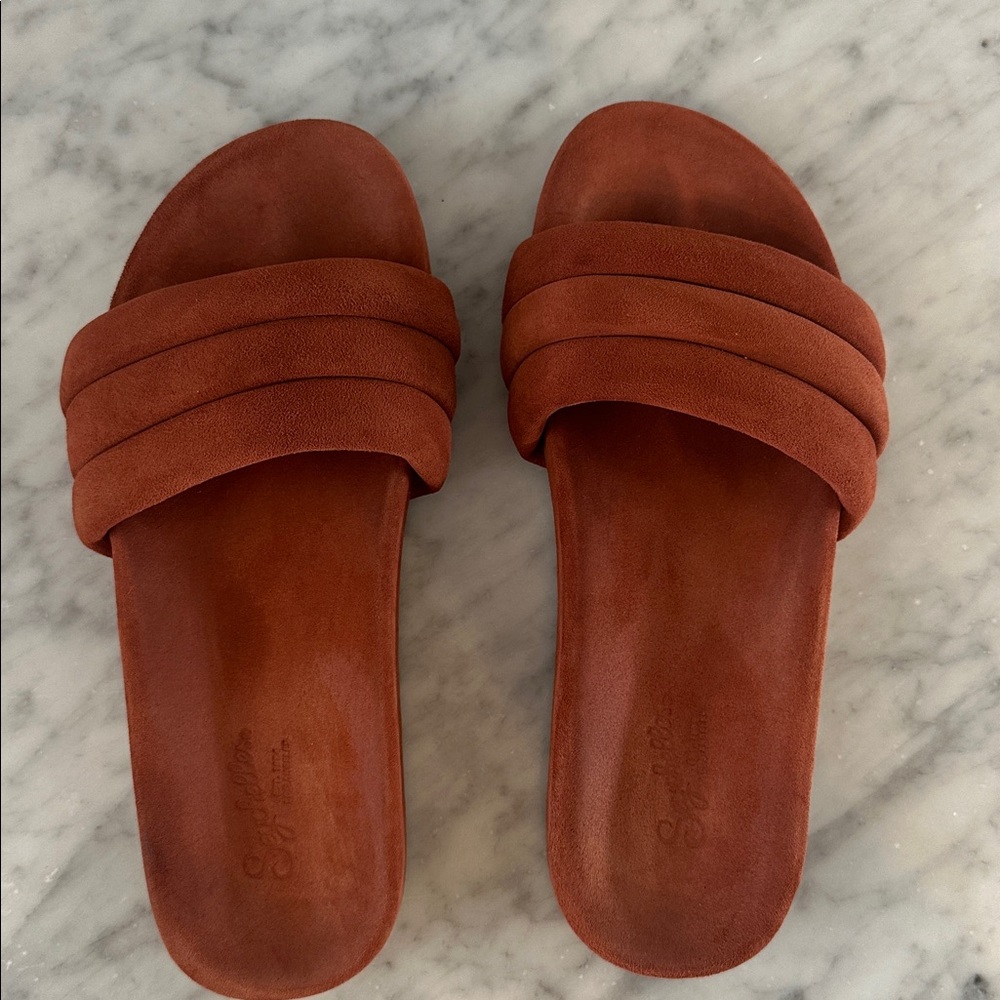 Seychelles Rust Suede Sandals Plush Comfort Slides